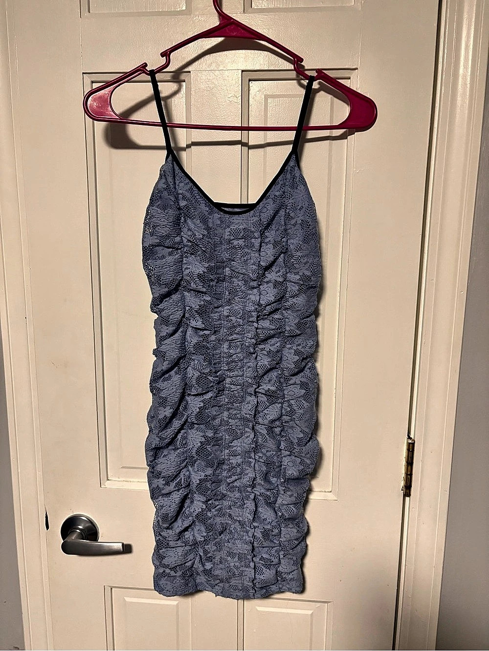 Urban Outfitters Ruched Lace Mini Dress in Blue Size XS